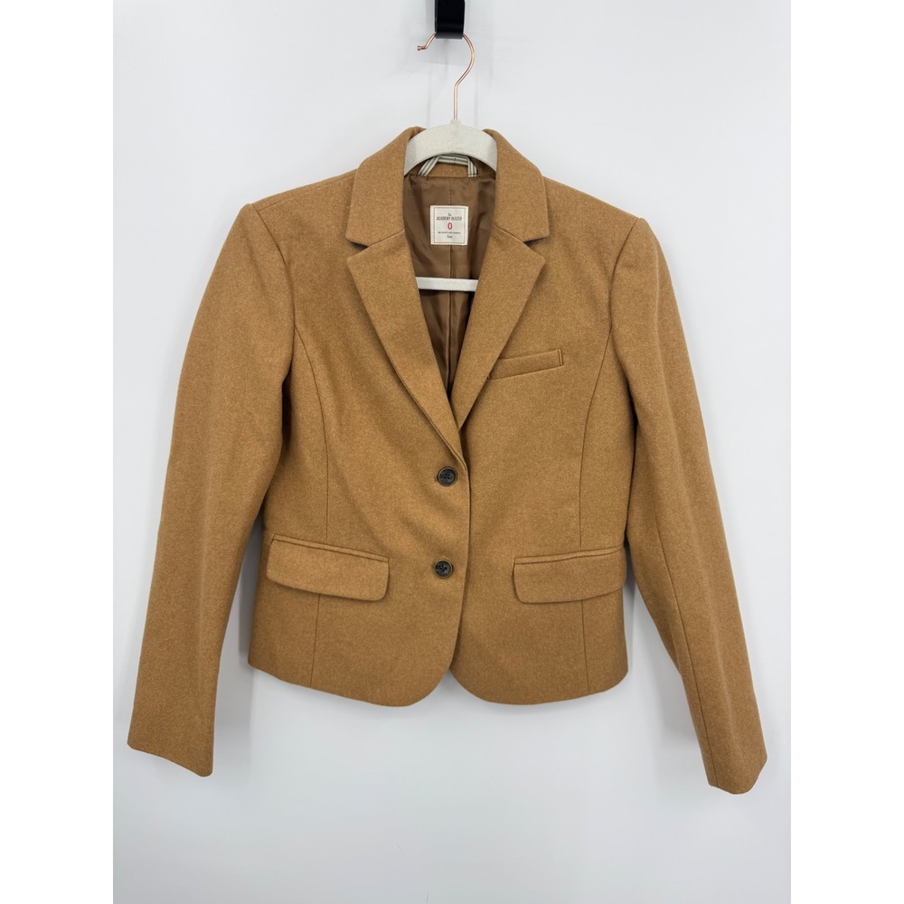 Gap Academy Blazer Womens Size‎ 0 Camel Tan Wool Blend Tailored Jacket 752744-02